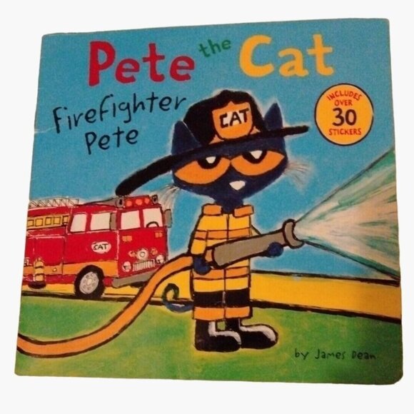 Pete the Cat Cavecat Firefighter White Shoes James Dean Paperback Book Lot 3 - Picture 9 of 14